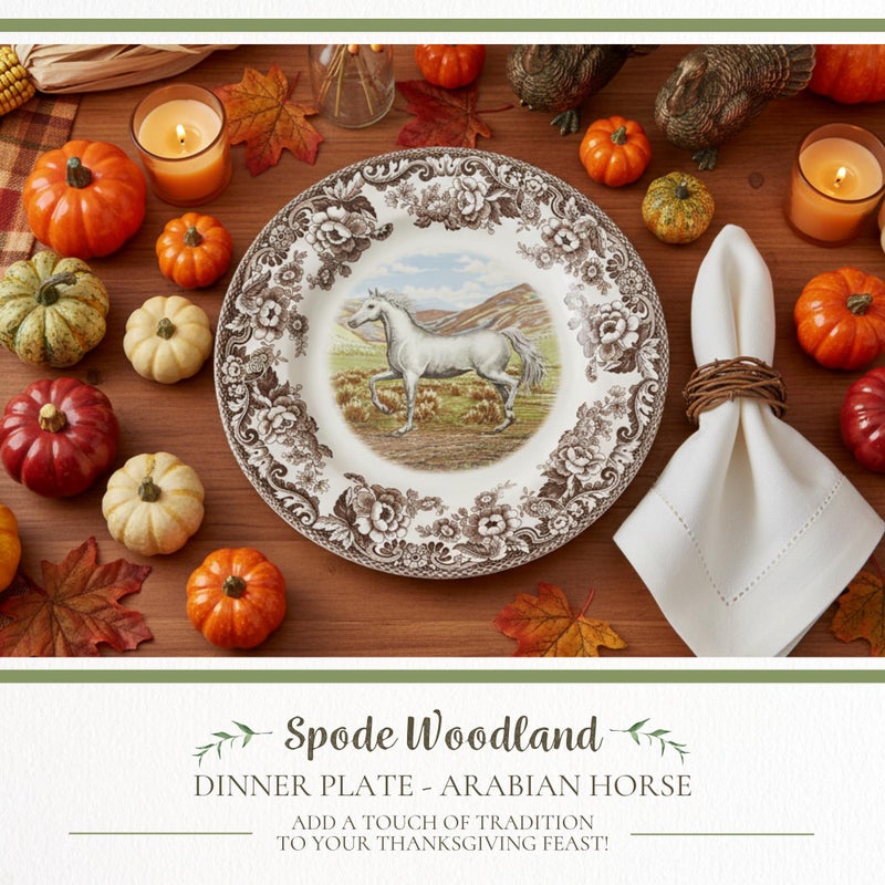 Spode Woodland Arabian Horse Dinner Plate â€“ 10.5" Fine Earthenware Dish Featuring an Elegant Equestrian Motif â€“ Rustic English Dinnerware, Dishwasher, Microwave & Warm Oven Safe, Made in England - Image 2